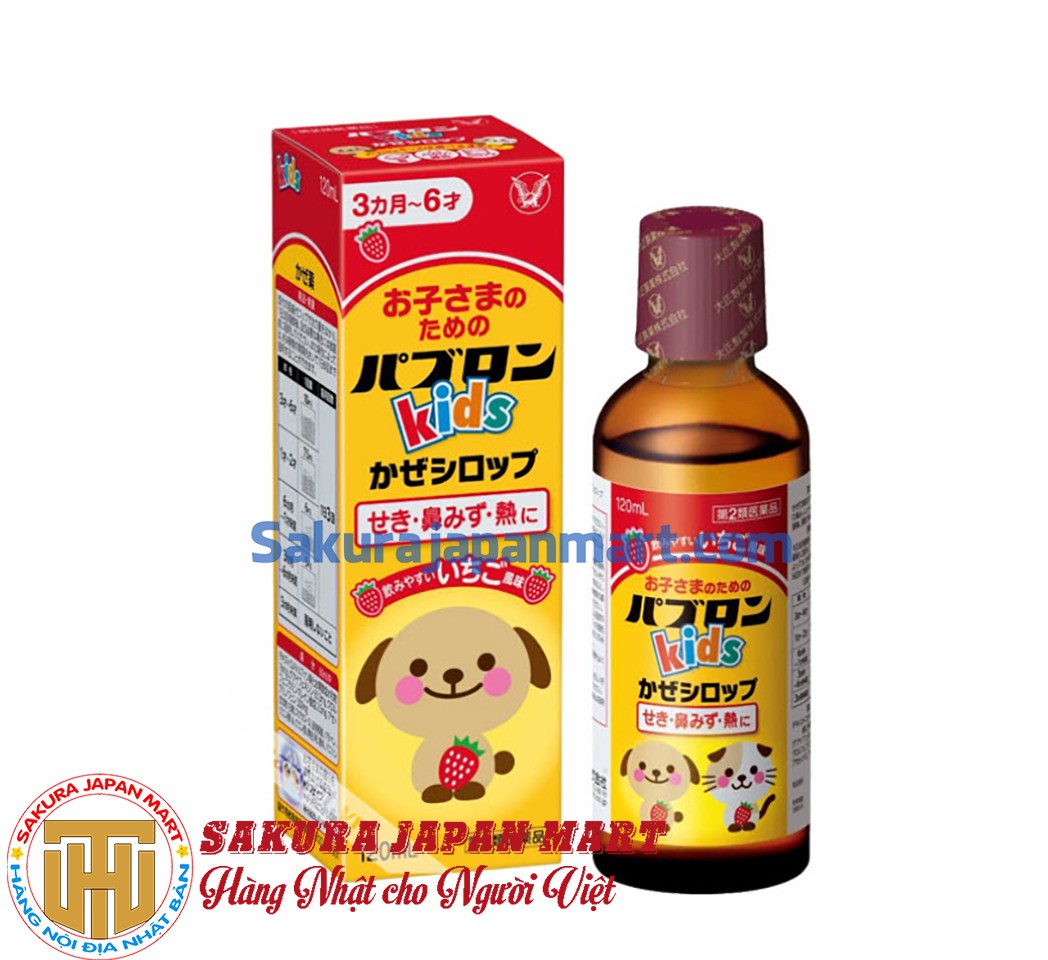 Siro ho cảm sốt Taisho PABURON Kids 120ml con mèo cho bé TỪ 3 THÁNG – 6 TUỔI